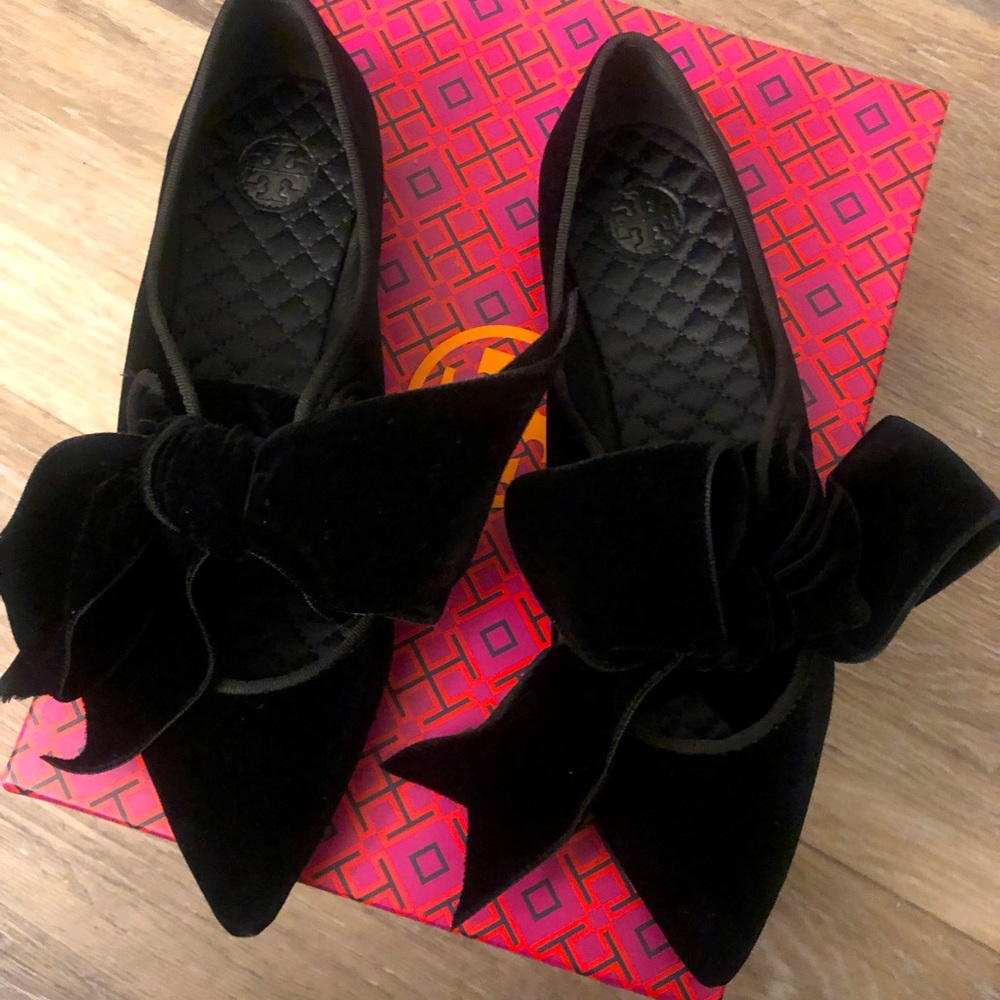 Tory Burch Black Velvet Clara Flat